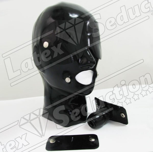 Heavy Rubber Hood - Detachable Blindfold & Gag